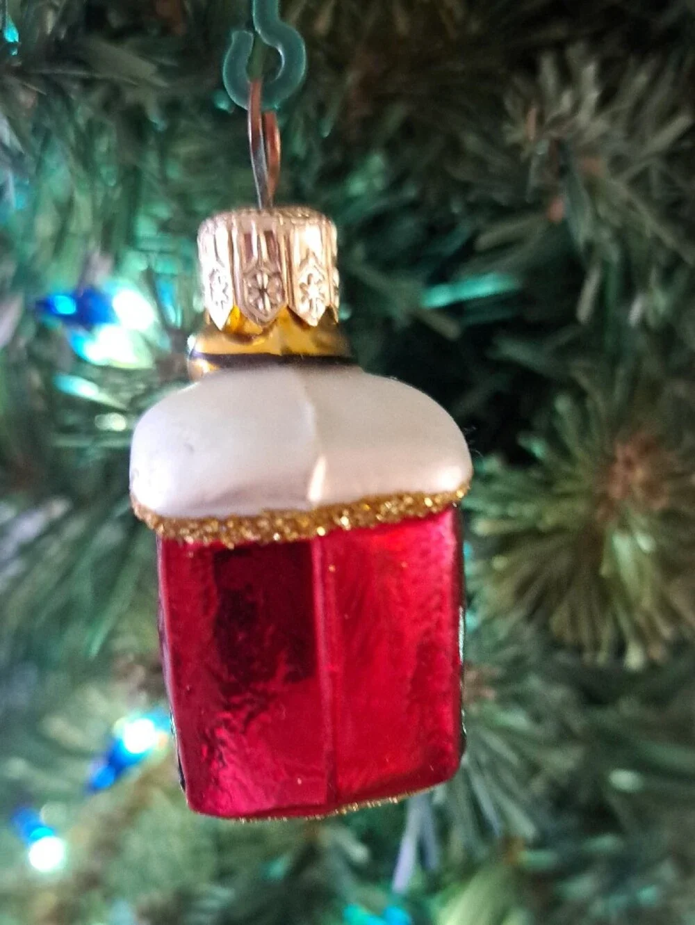 Red Glass Train Ornament - Holiday Tree Decoration 1-3/4